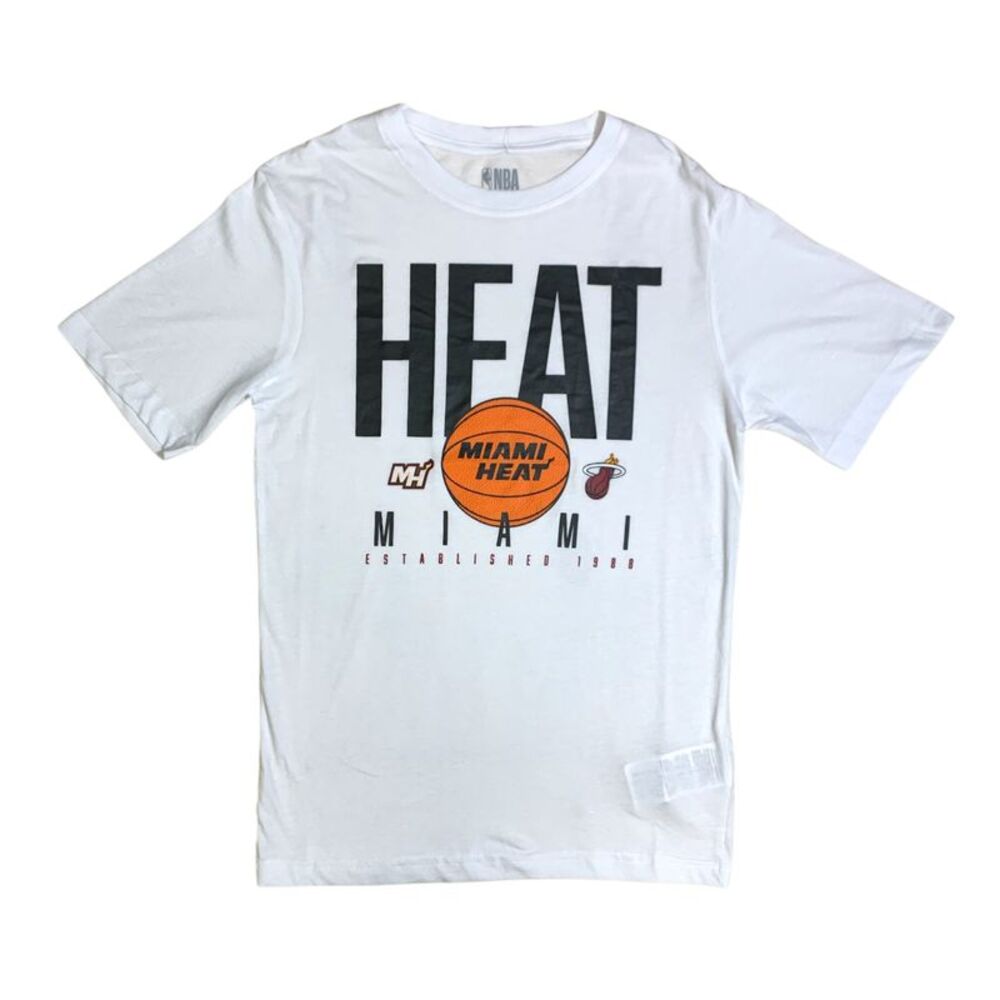 Officially Licensed NBA Miami Heat Cotton-Poly Short Sleeve T-Shirt - White